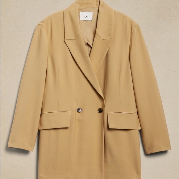New! BANANA REPUBLIC Relaxed Blazer in Desert Plain Taupe, Size Large - Picture 7 of 11